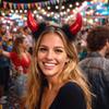 Paxrmuky Red Devil Horn Headband with Black Feather for Women view 4