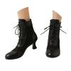Women's Vintage Victorian Mid-Calf Boots with Side Zipper and Mid Heel view 1