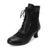 Women's Vintage Victorian Mid-Calf Boots with Side Zipper and Mid Heel view 3