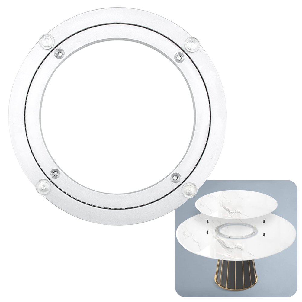 Heavy-Duty Lazy Susan Turntable Bearing with Silicone Pads, Silver, Multiple Sizes, 5–40 in (60 cm)