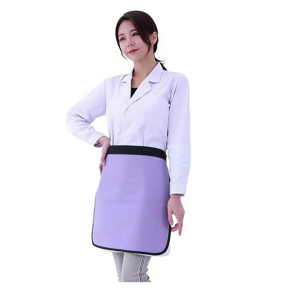 Purple Lead Half Apron for X-Ray Protection, Adjustable Hook-and-Loop Closure, 0.5 mmPb