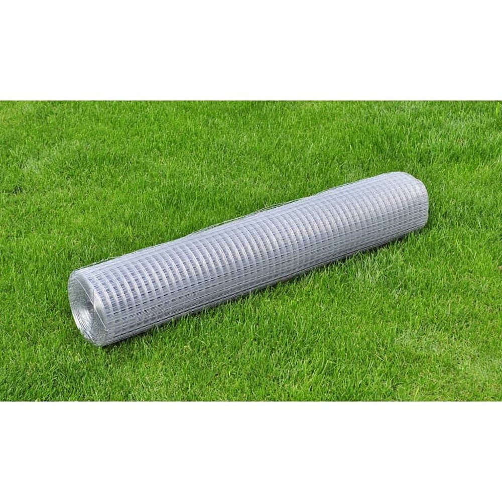 Chicken Fence, Galvanized Steel, 10 x 1 m, Silver, 12 x 12 mm Mesh