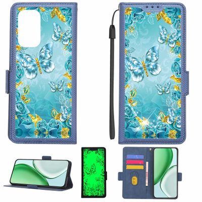 Kinetijy Flip Case for Logicom Elio, Gold Glitter & Glow-in-the-Dark, LPT-YHD