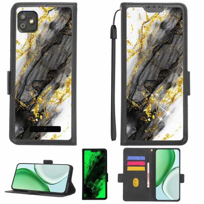 Aroepurt Case Compatible with Sky Devices Prestige X1, Gold Glitter & Glow, with 9H HD Screen Protector
