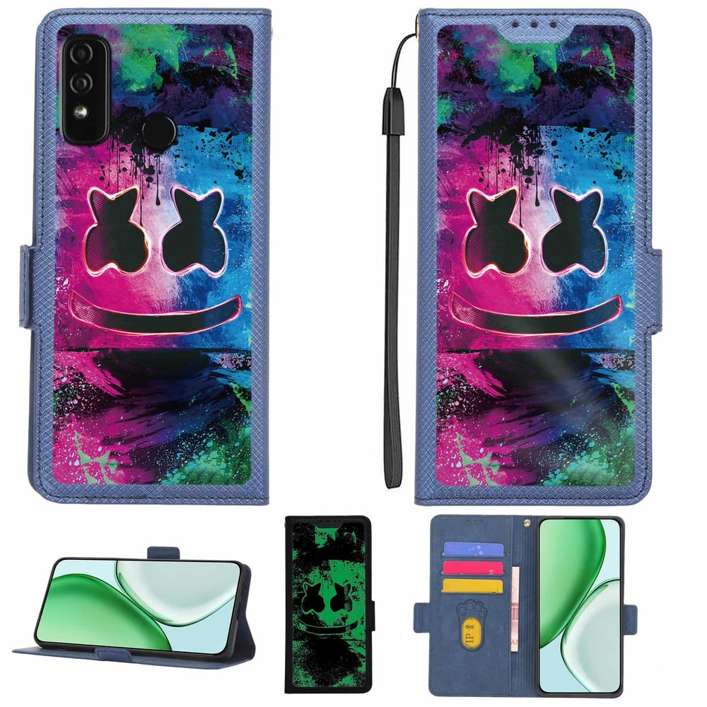 Aroepurt Case Compatible with BLU Bold M7, Folio Phone Case with 9H Hardness HD Screen Protector, RFID Blocking and Glow-in-the-Dark Effect, LPT-BQ