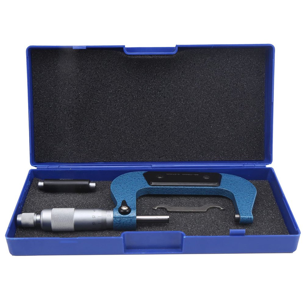 Outside Micrometer, 50–75 mm, High-Precision Carbon Steel Micrometer for Small Grooves