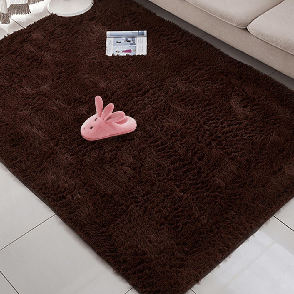 PSHCEE 230 x 250 cm Brown Modern Non-Slip Fuzzy Rug