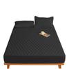1 x Thick Solid-Color Plaid Mattress Cover, Cotton-Padded, Breathable (No Pillowcase), Black, 140 x 190 cm view 1