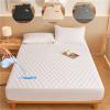 1 x Thick Solid-Color Plaid Mattress Cover, Cotton-Padded, Breathable (No Pillowcase), Black, 140 x 190 cm view 2