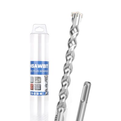 hsawbit 30 x 500 mm SDS-Plus Drill Bit for Concrete and Stone, 4 Carbide Cutters