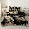 Linfye Golden Palm Leaves Comforter 155 x 220 cm, 4 Seasons, Reversible Tropical Plant Quilt with 2 Pillowcases 80 x 80 cm, B19 view 1