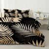 Linfye Golden Palm Leaves Comforter 155 x 220 cm, 4 Seasons, Reversible Tropical Plant Quilt with 2 Pillowcases 80 x 80 cm, B19 view 2