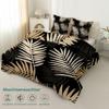 Linfye Golden Palm Leaves Comforter 155 x 220 cm, 4 Seasons, Reversible Tropical Plant Quilt with 2 Pillowcases 80 x 80 cm, B19 view 3
