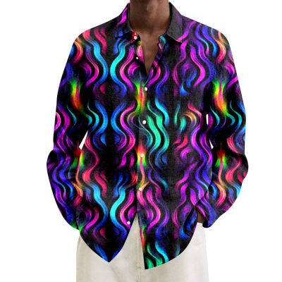 Men's Glitter Sequin Shirt, 1970s/1980s Long-Sleeve Disco Party Outfit