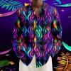 Men's Glitter Sequin Shirt, 1970s/1980s Long-Sleeve Disco Party Outfit view 2