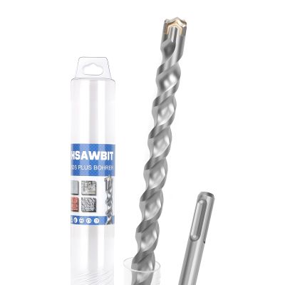 HSAWBIT 20 x 260 mm SDS-Plus Drill Bit for Concrete and Stone, 4 Carbide Cutters