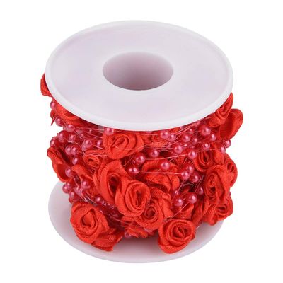 10 m Pearl Garland String, ABS Imitation Beads, Red