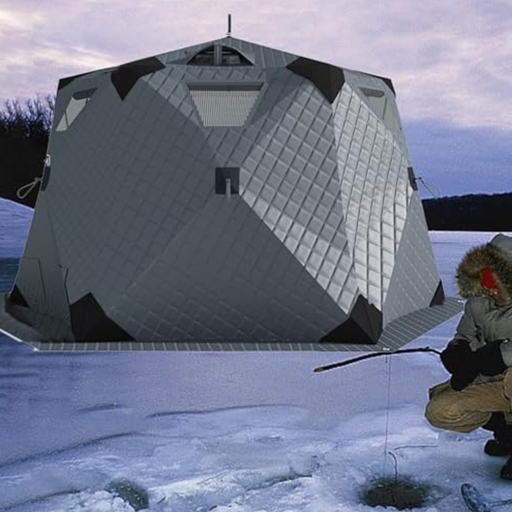 ZenSeFarin Winter Ice Fishing Shelter with Stove Pipe Opening and Floor, Portable 420D Insulated Hexagonal Tent for Ice Fishing and Winter Camping, 6–8 Person, Gray