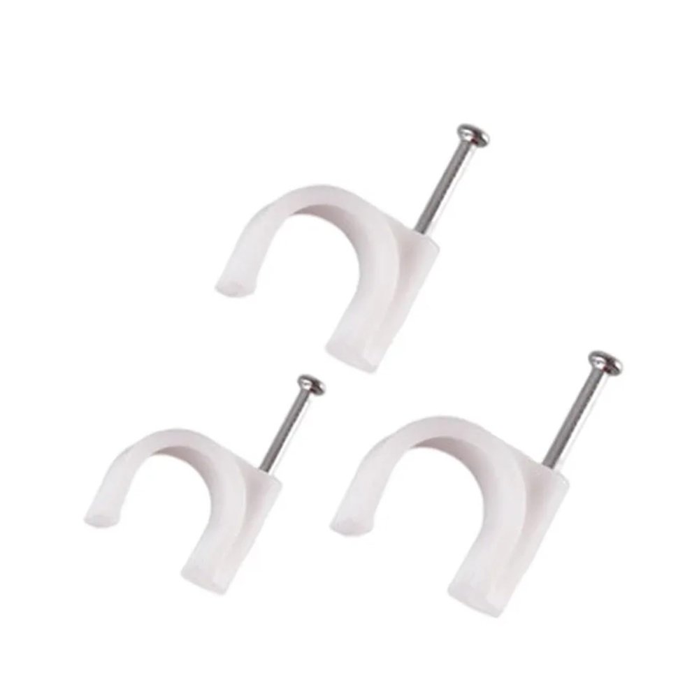 Cable Clips, Cable Nail Clips, White, Assorted Sizes, Pack of 100 (4 mm)