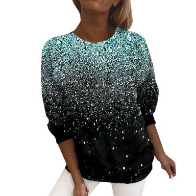 Women's Glitter Sequin Party Top with 3/4 Sleeves