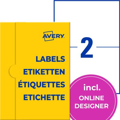 Avery Zweckform Weatherproof Removable Film Labels, White, 210 x 148 mm, 20 Labels