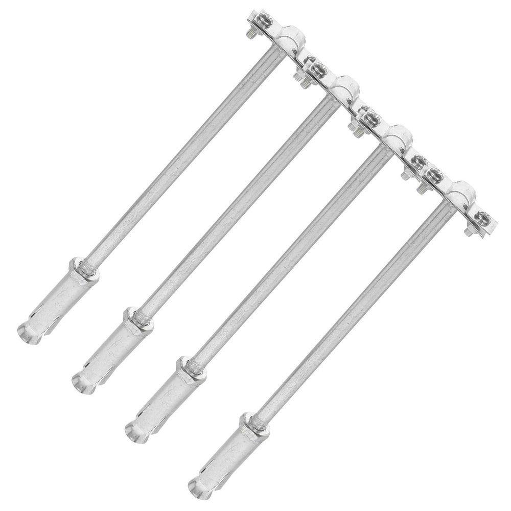 Galvanized Iron Rod Brackets, 4-Piece, Silver, Weather-Resistant