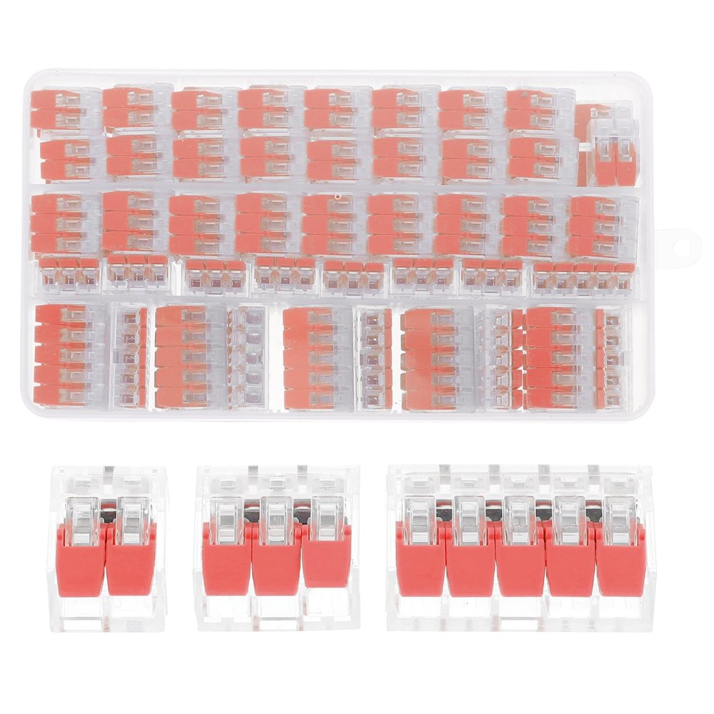 SHERCHPRY 75-Piece Lever Wire Connector Set, Red Copper, for Lighting Systems and Devices