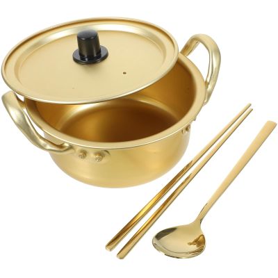 Golden Aluminum Ramen Pot with Two Handles