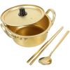 Golden Aluminum Ramen Pot with Two Handles view 1