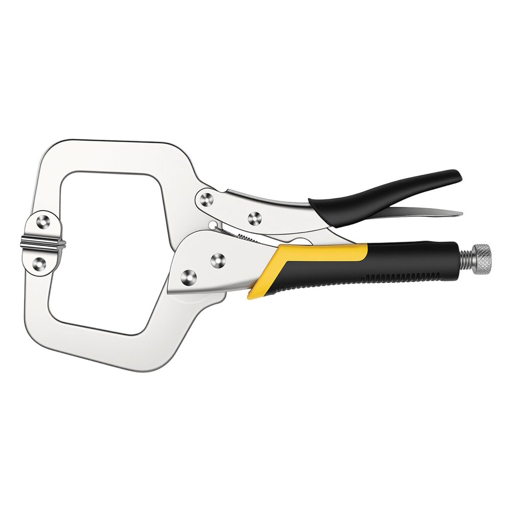 SENJEOK 27.9 cm C Clamp, Welding Locking Face Clamp with Adjustable Screw, Silver/Black