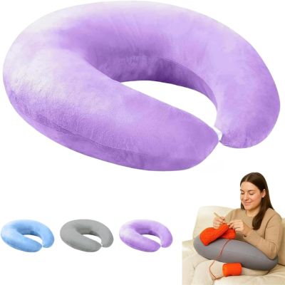 Ergonomic Knitted Support Pillow for Bed and Sofa, Purple