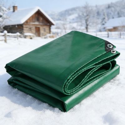 Green PVC Tarpaulin 3.2 x 5.4 m, Waterproof, UV-Stabilized, with Eyelets