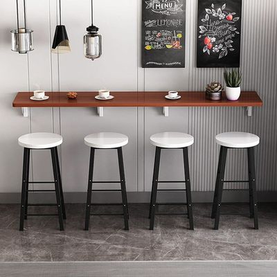 Space-Saving Wall-Mounted Folding Dining Table with Teak Finish