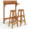 Tonture 3-Piece Solid Acacia Wood Balcony Bar Set, Oiled, 90 x 37 x 122.5 cm view 2