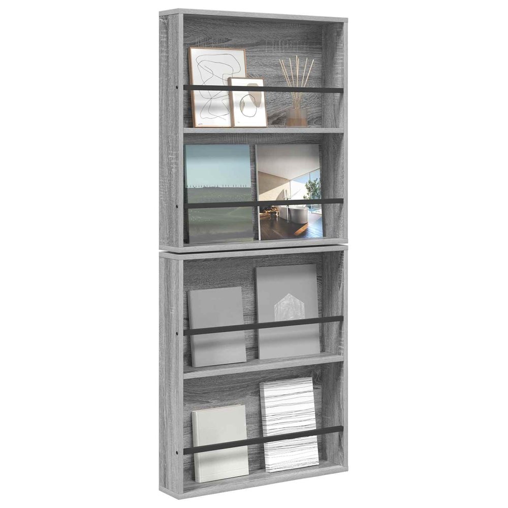 vidaXL Magazine Rack 2 pcs Gray Sonoma 60 x 12 x 70 cm Engineered Wood