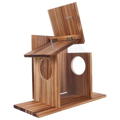 Wooden Squirrel Feeder House for Outdoors, Garden, and Trees