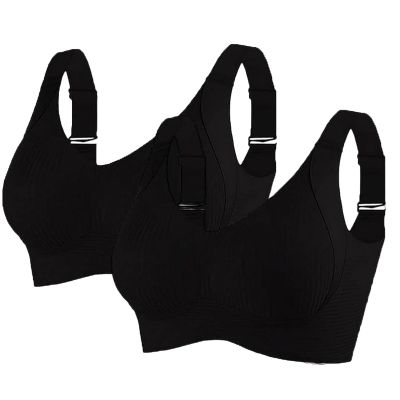 2-Pack Women's Seamless Sports Bras, Strong Support, Wire-Free