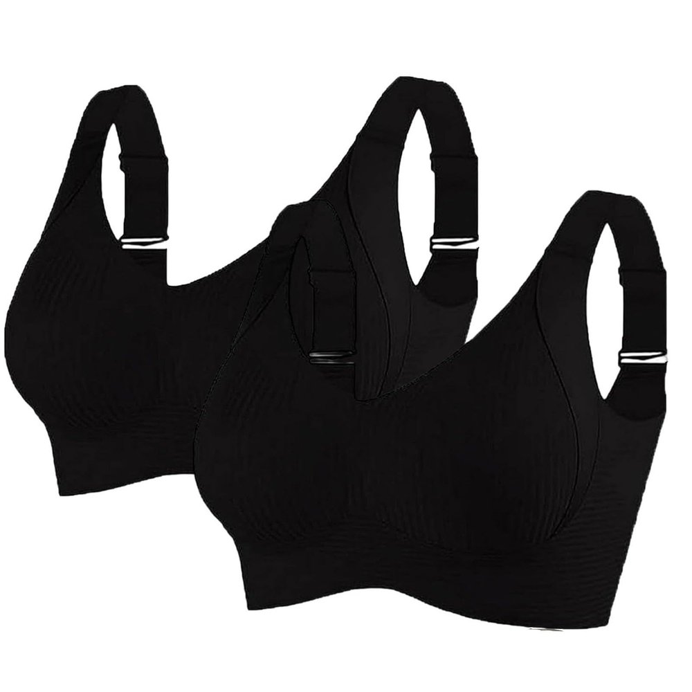 2-Pack Women's Seamless Sports Bras, Strong Support, Wire-Free