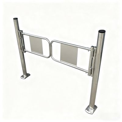 Automatic Two-Way Swing Safety Gate for Stores and Warehouses, 180° Self-Closing Metal Pedestrian Gate with Post Mount, 150 x 100 cm