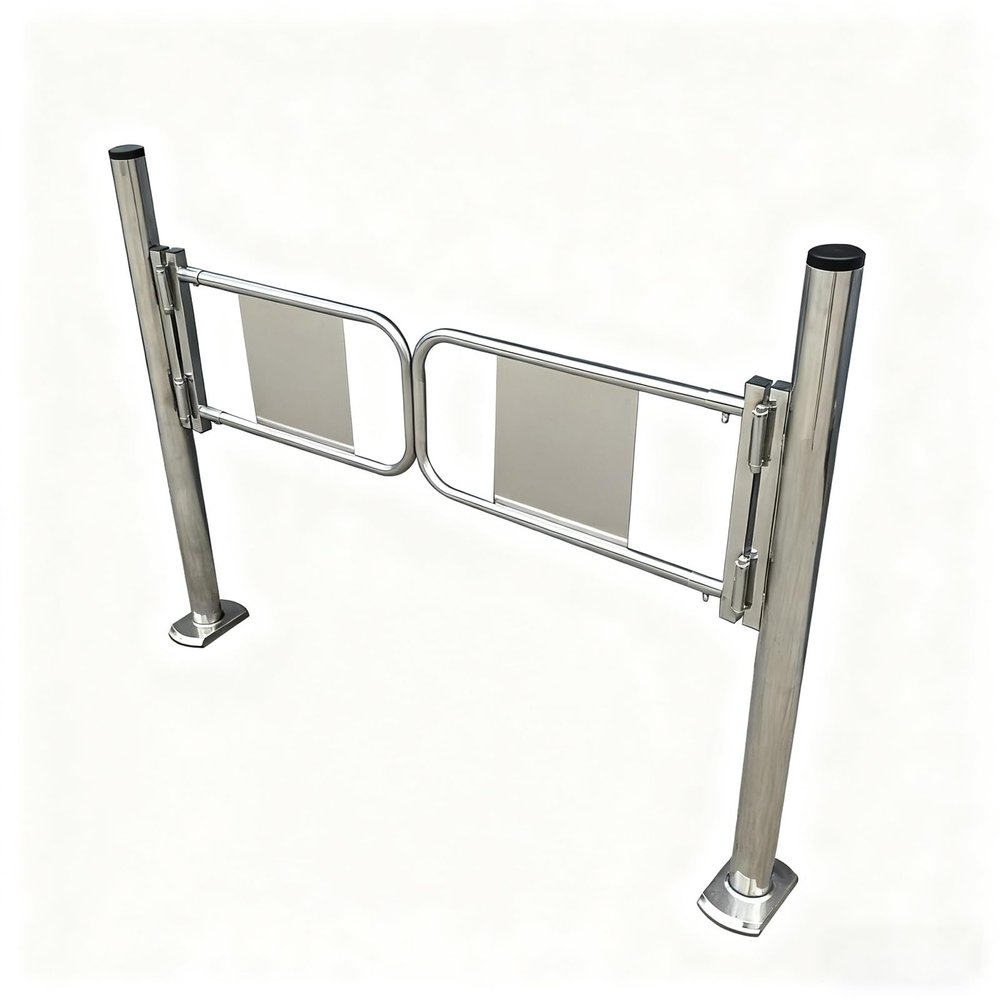Automatic Two-Way Swing Safety Gate for Stores and Warehouses, 180° Self-Closing Metal Pedestrian Gate with Post Mount, 150 x 100 cm