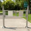 Automatic Two-Way Swing Safety Gate for Stores and Warehouses, 180° Self-Closing Metal Pedestrian Gate with Post Mount, 150 x 100 cm view 2