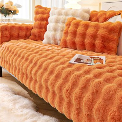 Generic Washable Plush Sofa Cover for Dogs, Orange, 110 x 210 cm