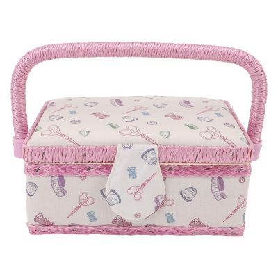 KUIDAMOS Sewing Basket, Glossy Embroidery Storage Box for Sewing Supplies, Organizer for Mothers and Beginners