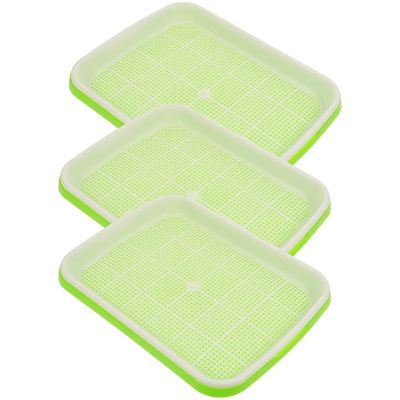 Housoutil 3-Pack Green Plastic Seedling Trays for Peas and Herbs