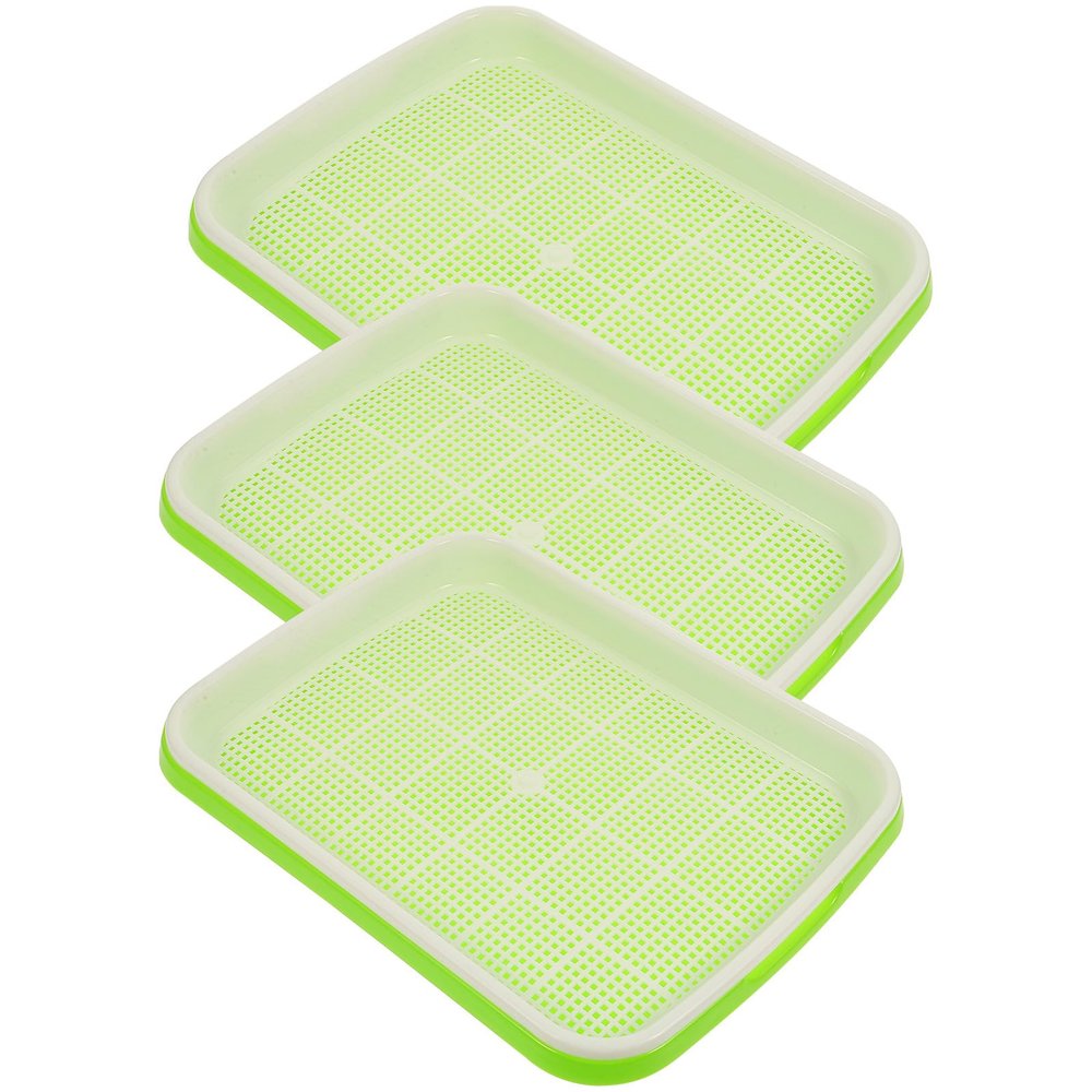 Housoutil 3-Pack Green Plastic Seedling Trays for Peas and Herbs