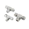304 Stainless Steel 3-Way Double-Ferrule Tee Tube Connector, 1/8" to 1/2" and 3–18 mm (1/4" / 6.35 mm Tube OD) view 1