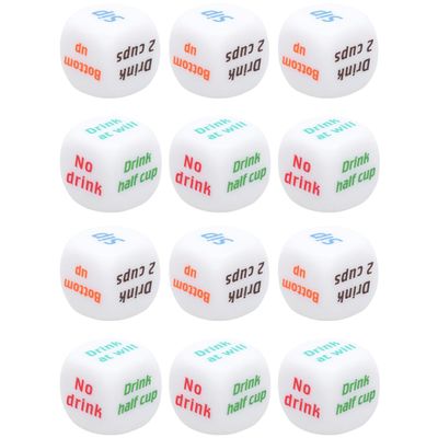 Mikinona 12-Pc. White Acrylic Drinking Game Dice, Portable, for Adult Parties, KTV and Bars, Random Color