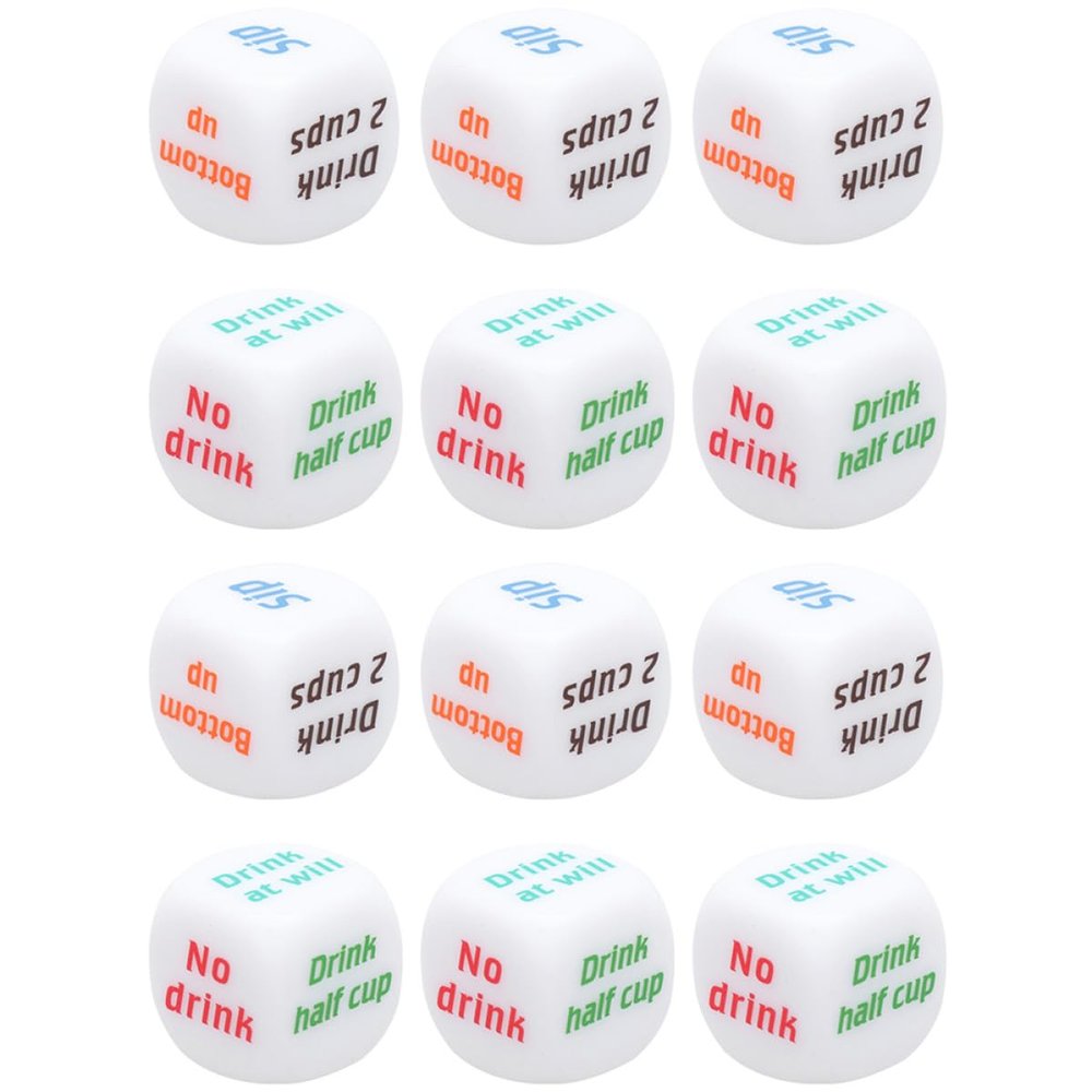 Mikinona 12-Pc. White Acrylic Drinking Game Dice, Portable, for Adult Parties, KTV and Bars, Random Color