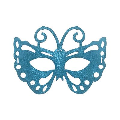 Carnival Half Mask with Powder, Light Blue, One Size