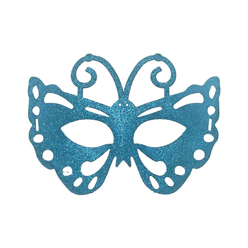 Carnival Half Mask with Powder, Light Blue, One Size